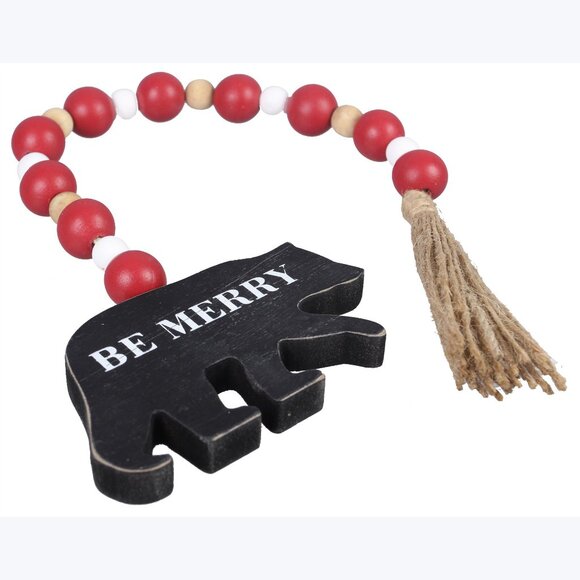 3-Piece Wood Wall Garland Set with Festive Tassel, Beads, and Bears! - Picture 3 of 5